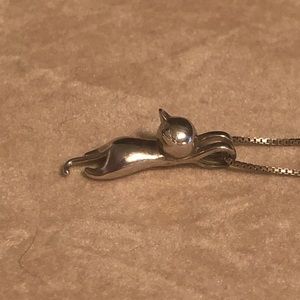 Silver Hanging Cat Necklace
